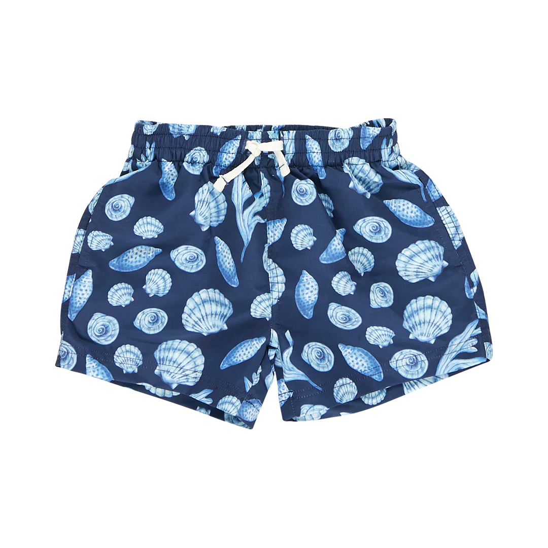 Pink Chicken Baby Boys Swim Trunk Blue Sea Shells Marigold Modern Kids