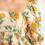 Womens Melissa Dress | Pink Botanical Oranges