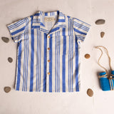 Deep Blue Stripe Lapel Shirt