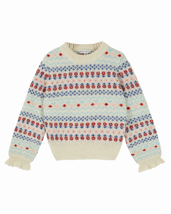Jacquard Ecru Pullover Sweater