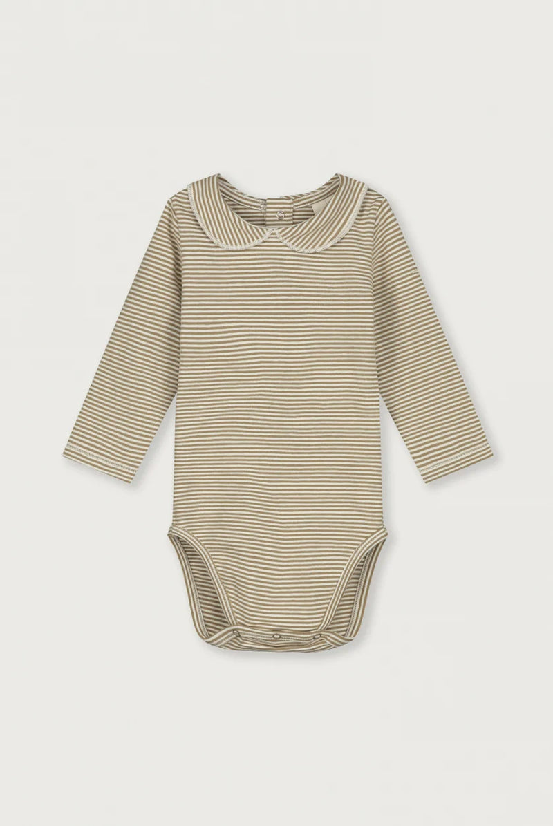 Baby Collar Onesie | Peanut Stripe
