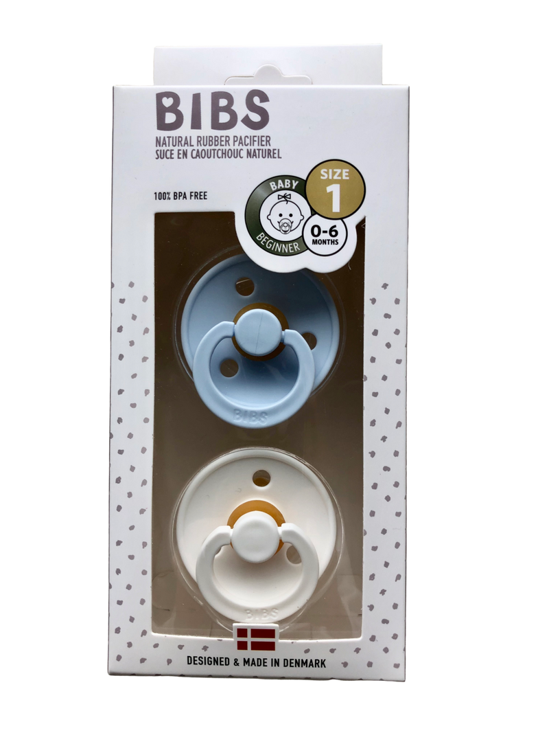 Bibs Pacifier 2 Pack - Baby Blue + White