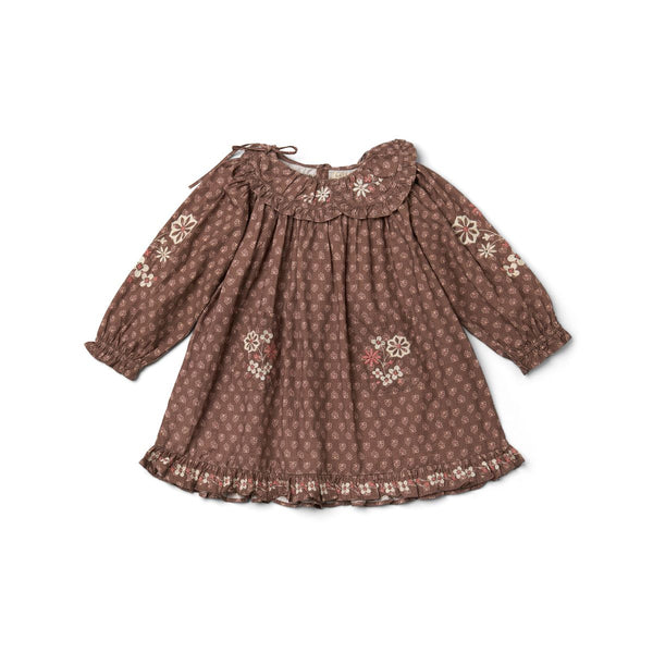 Belle Dress | Brown Block Print