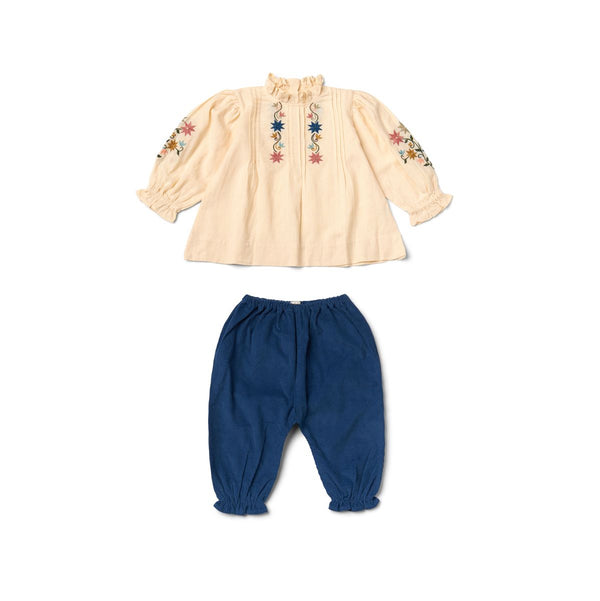 Little Luna Set | Ivory / Bijou Blue Corduroy
