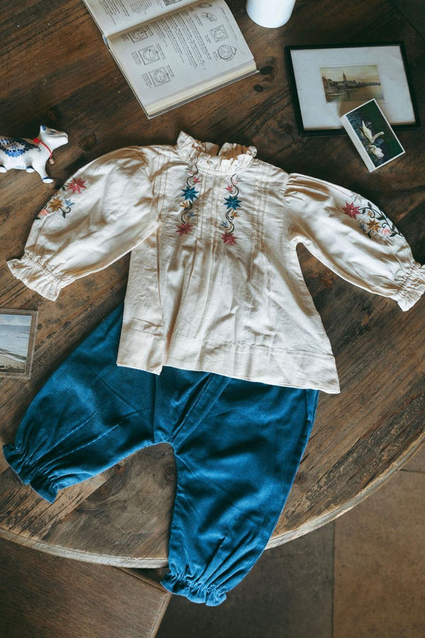 Little Luna Set | Ivory / Bijou Blue Corduroy