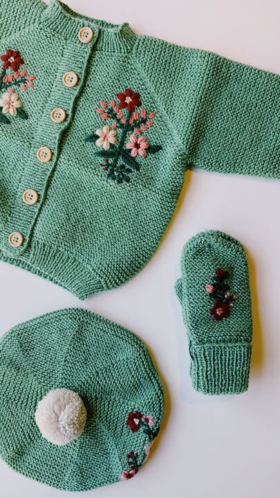 Embroidered Cardigan | Green Floral