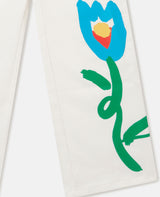 Girl Gabardine Pants with Flower Graphic