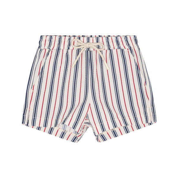 Miles Swim Shorts | Navy/Ruby Red Stripe