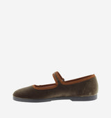 Velvet Mary Jane & Contrast | Kaki