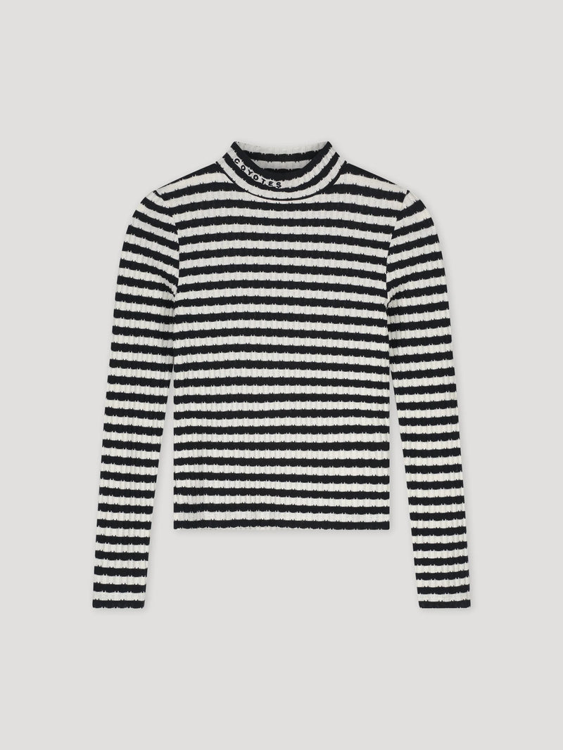 Striped Mock Neck Long Sleeve | Navy Stripe