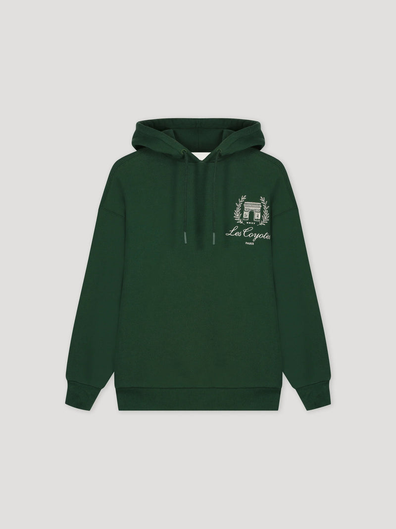Oversized Chest Embroidery Hoodie | Pine Green