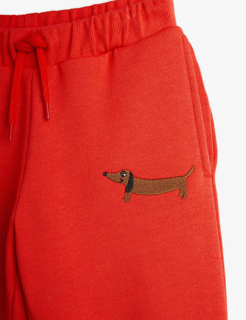 Dog Embroidered Sweatpants | Red