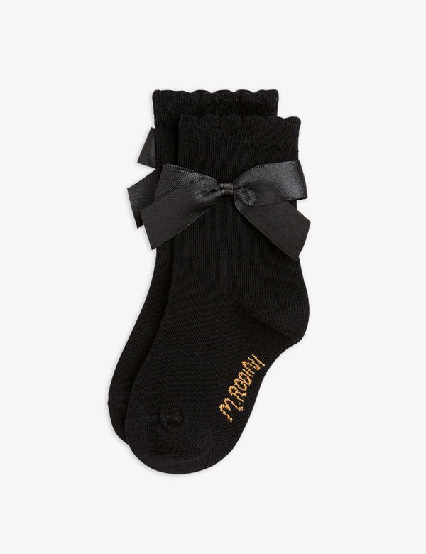 Satin Bow 1-Pack Socks | Black