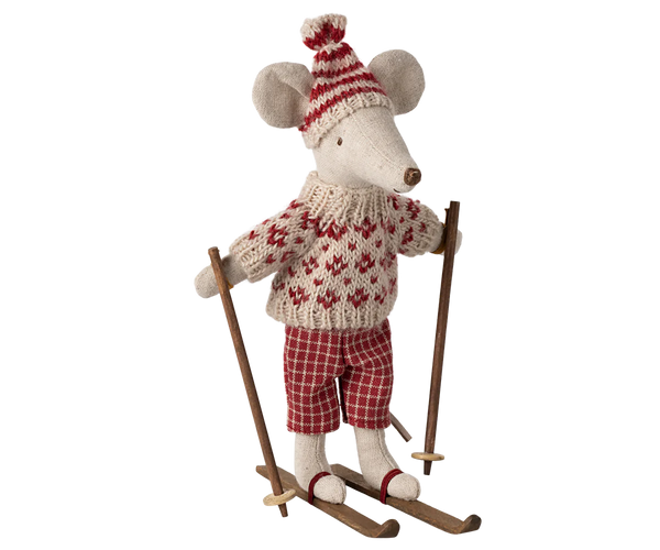 Winter Mouse with Ski Set, Mum | Red