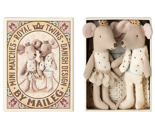 Royal twin mice, Little sister and brother in matchbox