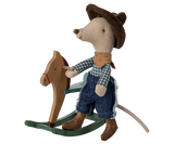 Cowboy mouse on rocking horse, Little brother