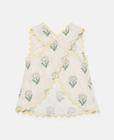 Daisies Sleeveless Scalloped-Trim Set