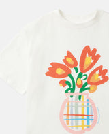 Girl SS T-Shirt with Flowers Graphic