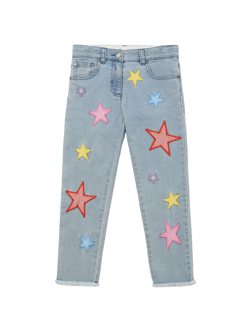 Star Embroidered Denim Pants