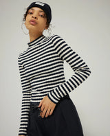 Striped Mock Neck Long Sleeve | Navy Stripe
