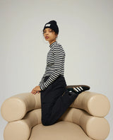 Striped Mock Neck Long Sleeve | Navy Stripe