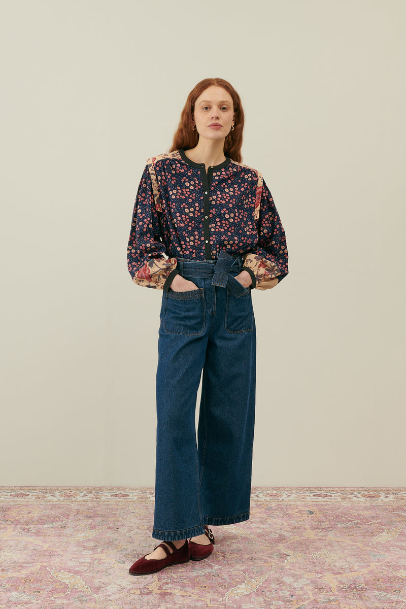 Jane Blouse | Midnight Star Garden/Cream Poppies