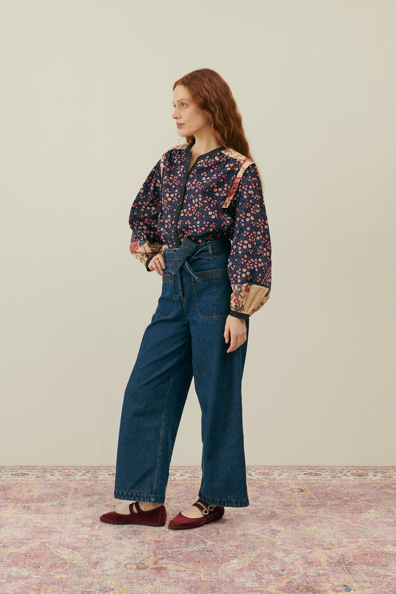 Jane Blouse | Midnight Star Garden/Cream Poppies