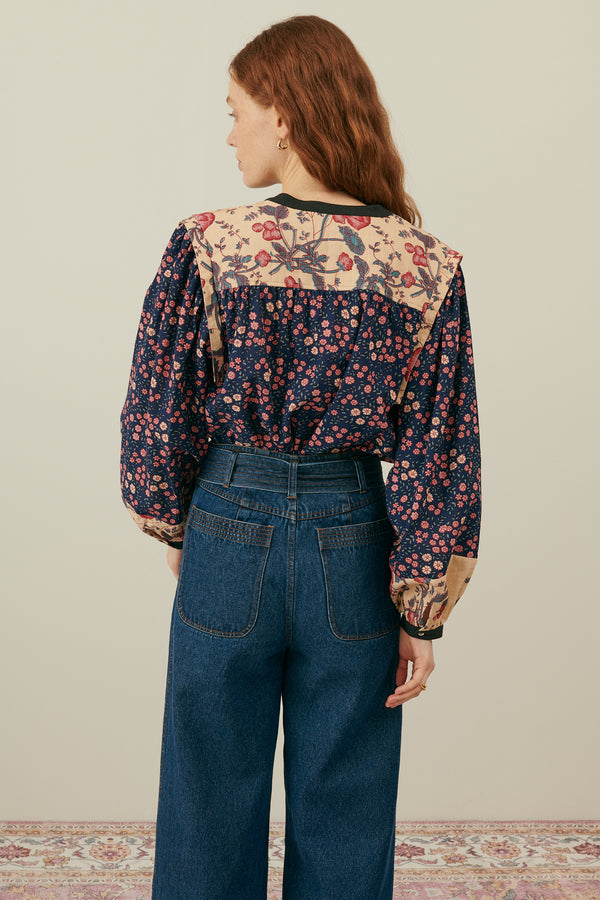 Jane Blouse | Midnight Star Garden/Cream Poppies