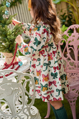 Girls Jaipur Dress | Christmas Bows and Bells