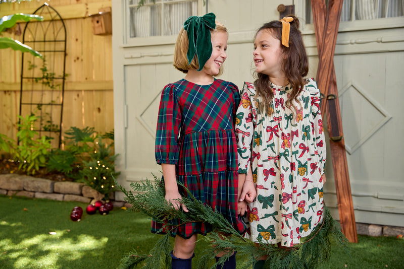 Girls Jaipur Dress | Christmas Bows and Bells