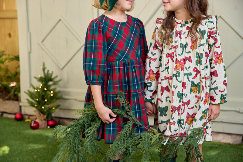 Girls Jaipur Dress | Christmas Bows and Bells