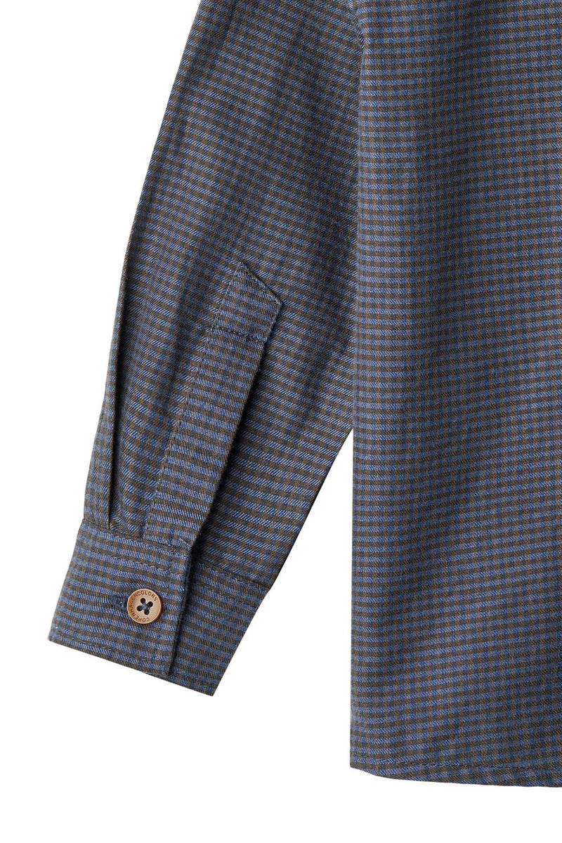 Placket Shirt | Brown Blue Check