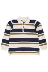 Striped Pique Polo | Navy/Olive
