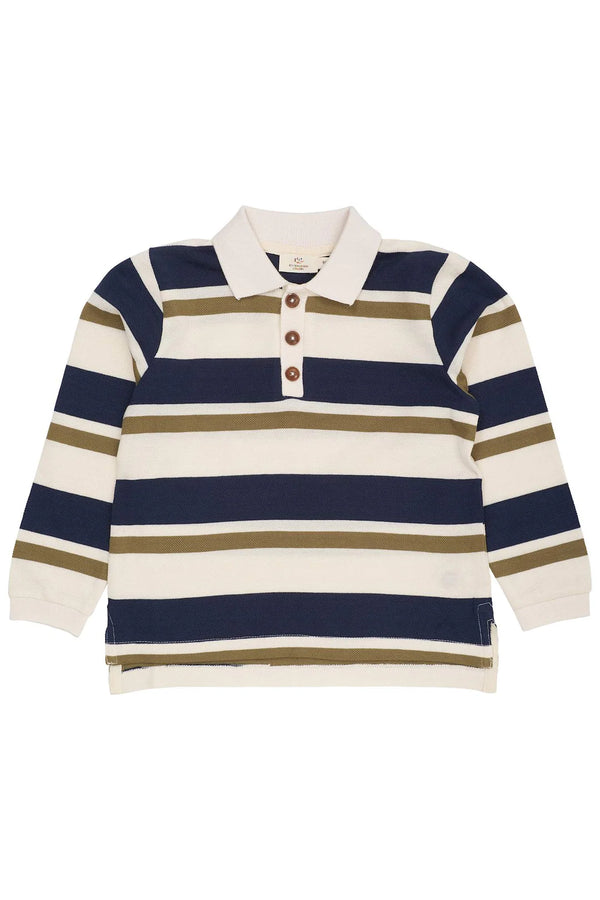 Striped Pique Polo | Navy/Olive