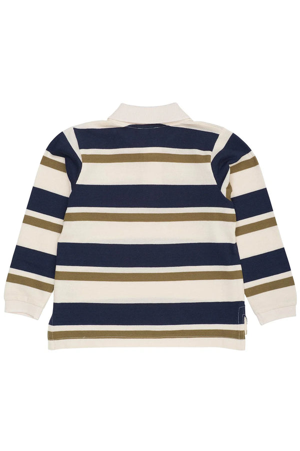Striped Pique Polo | Navy/Olive