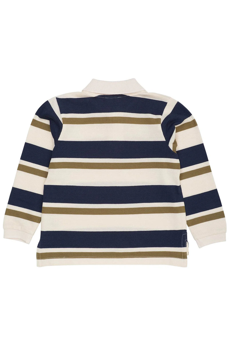 Striped Pique Polo | Navy/Olive