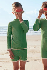 Mini Stripe Rib Surf Short | Parrot Green