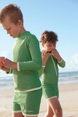 Mini Stripe Rib Surf Short | Parrot Green