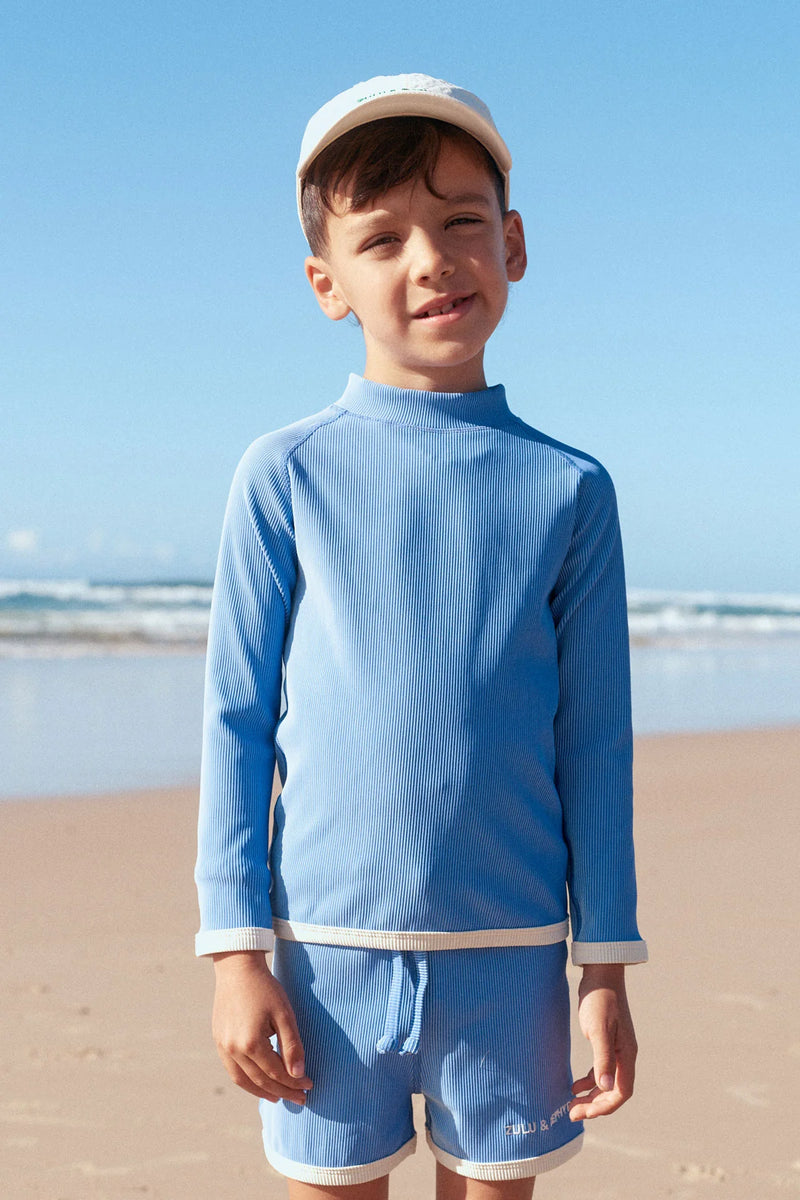 Mini Stripe Rib Surf Short | Sky
