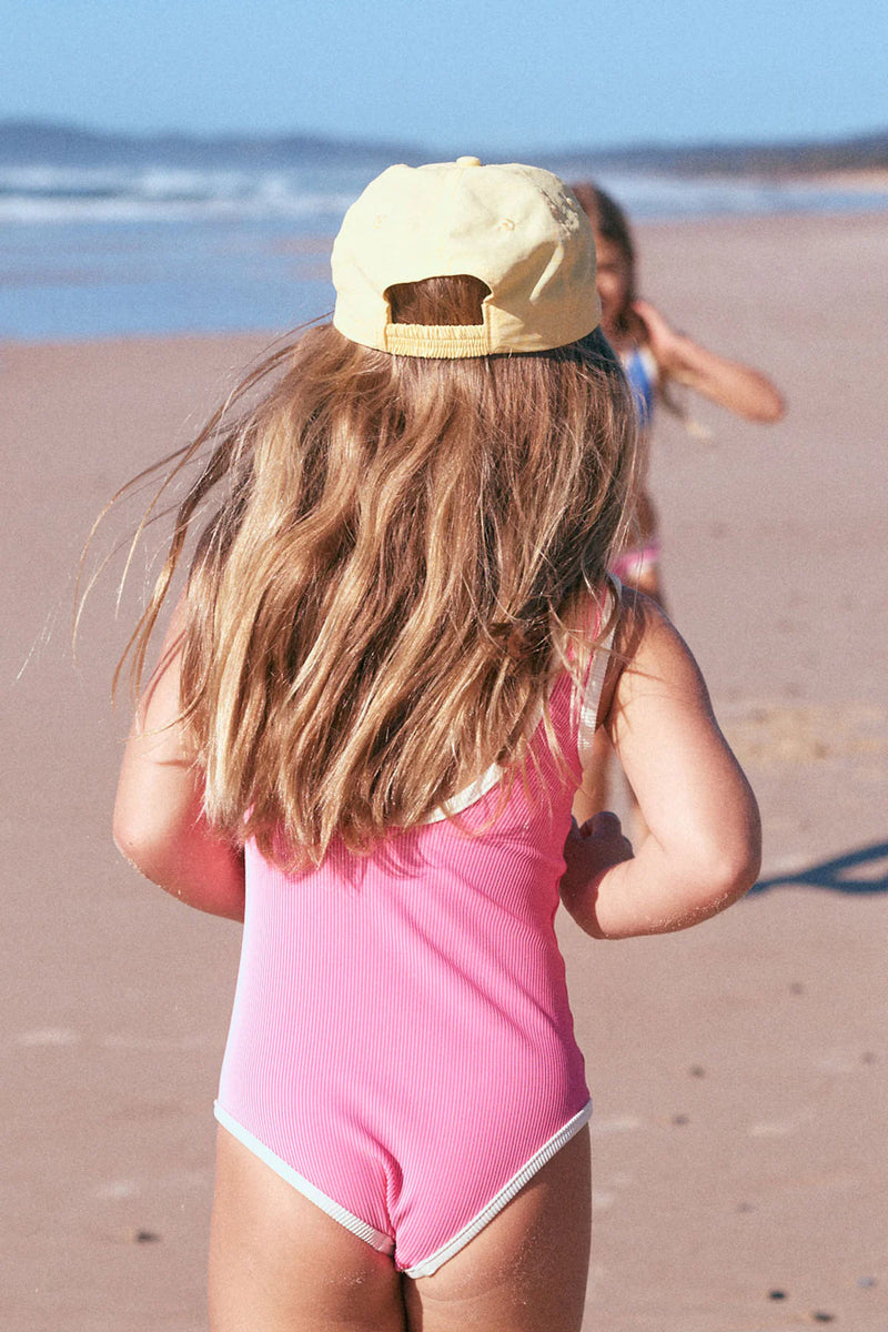 Mini Stripe Rib Scoop One Piece | Shell Pink