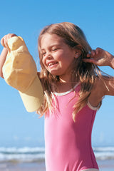 Mini Stripe Rib Scoop One Piece | Shell Pink