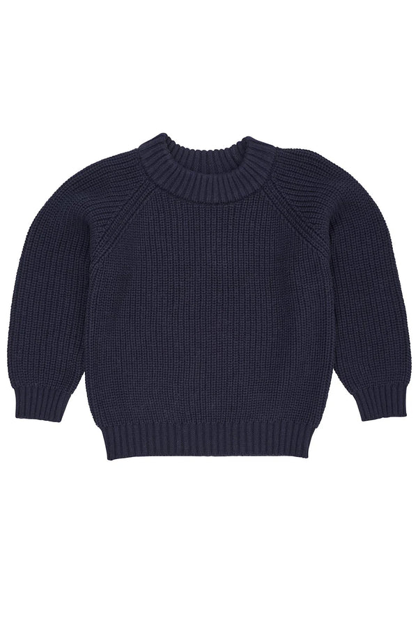 Knitted Classic Rib Sweater | Navy Blue