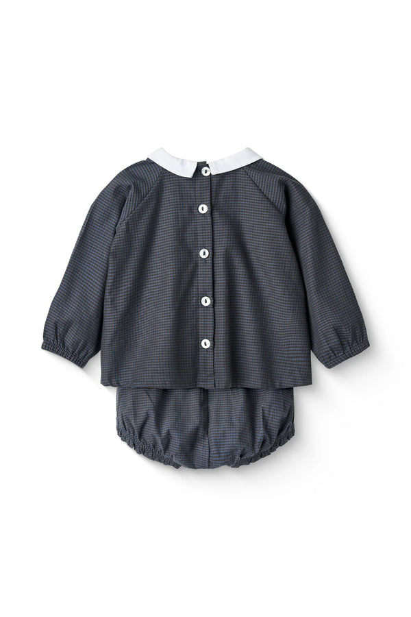 Checkered Baby Set Collar | Brown Blue Check