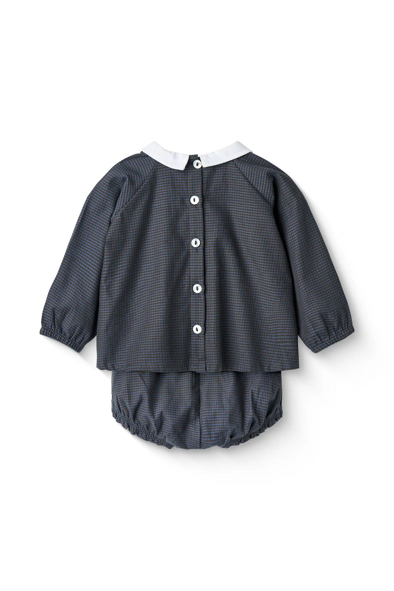 Checkered Baby Set Collar | Brown Blue Check