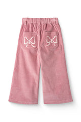 Embroidered Wide Leg Corduroy Pant | Rose