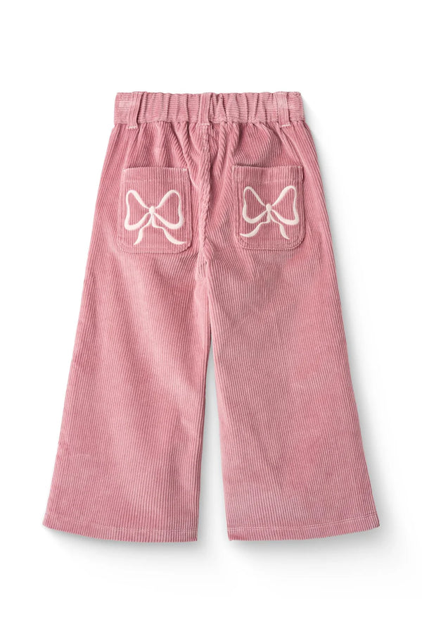 Embroidered Wide Leg Corduroy Pant | Rose