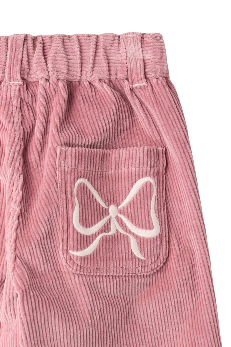 Embroidered Wide Leg Corduroy Pant | Rose