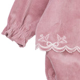 Embroidered Corduroy Baby Set | Rose