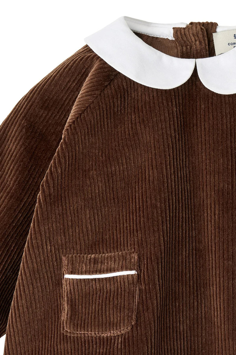 Corduroy Baby Set with Collar | Dark Brown