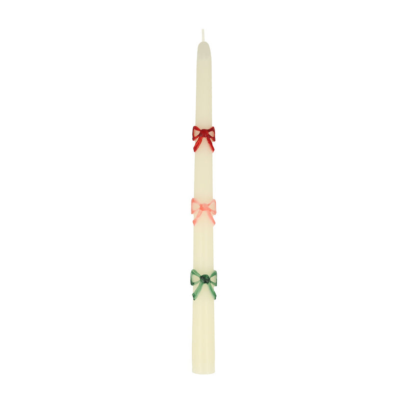 Multicolor Bow Taper Candle Set